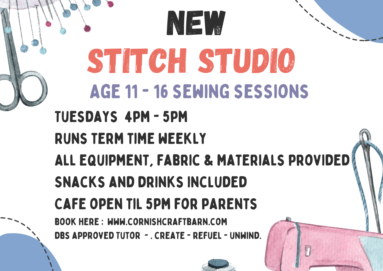 Stitch Studio Cornish Craft Barn kids sewing club